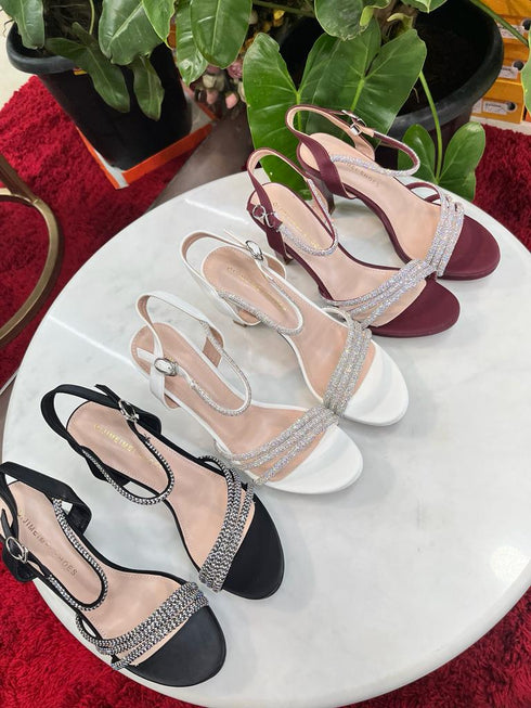 Rhinestone Decor Bridals Thick Heels